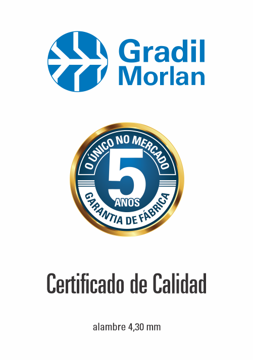 Certificado de Qualidade Gradil Morlan Fio 4,30 mm - Espanhol